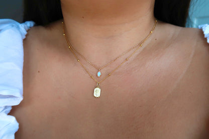 Rose Gold Fire Opal Necklace