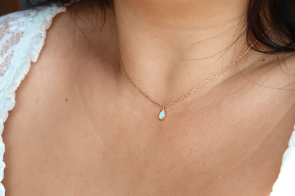 Rose Gold Fire Opal Necklace