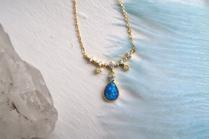 Drop-Shaped Blue Opal necklace