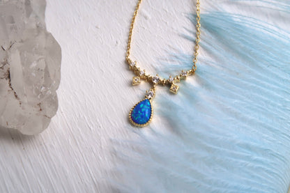 Drop-Shaped Blue Opal necklace