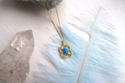 Cat Eye Blue Opal Necklace