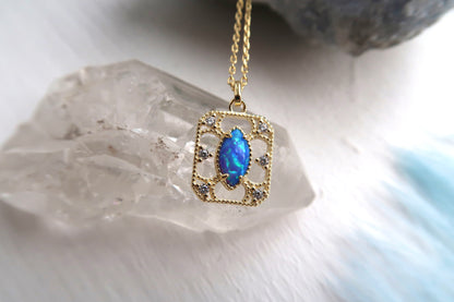 Cat Eye Blue Opal Necklace