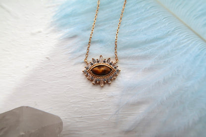 Tiger Eye Stone Pendant Necklace