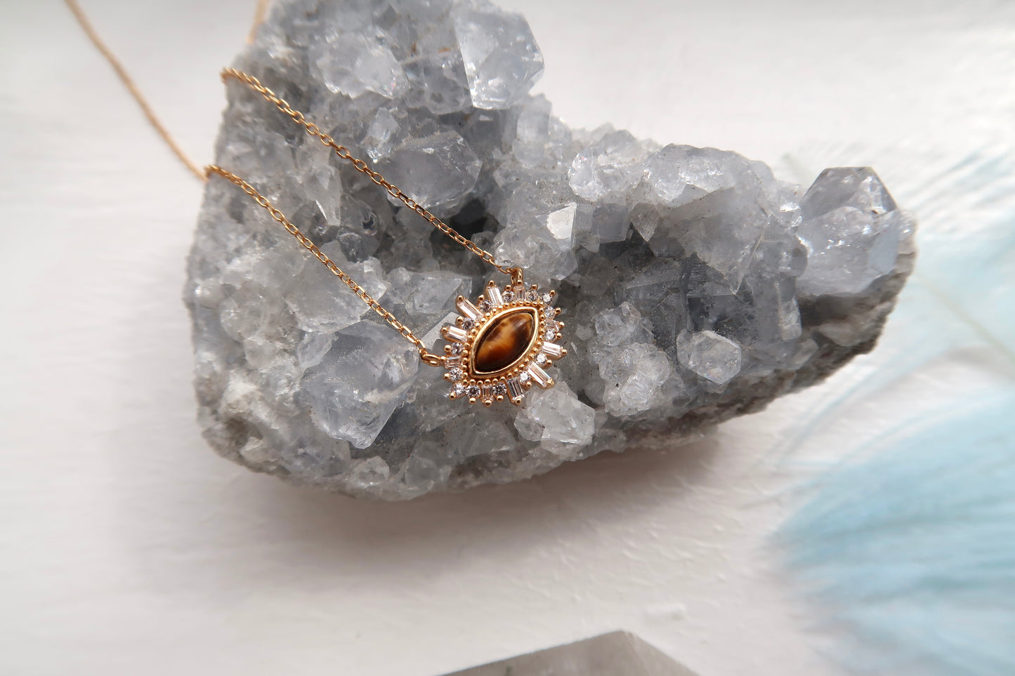 Tiger Eye Stone Pendant Necklace