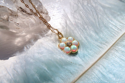 Flower Fire Opal Necklace