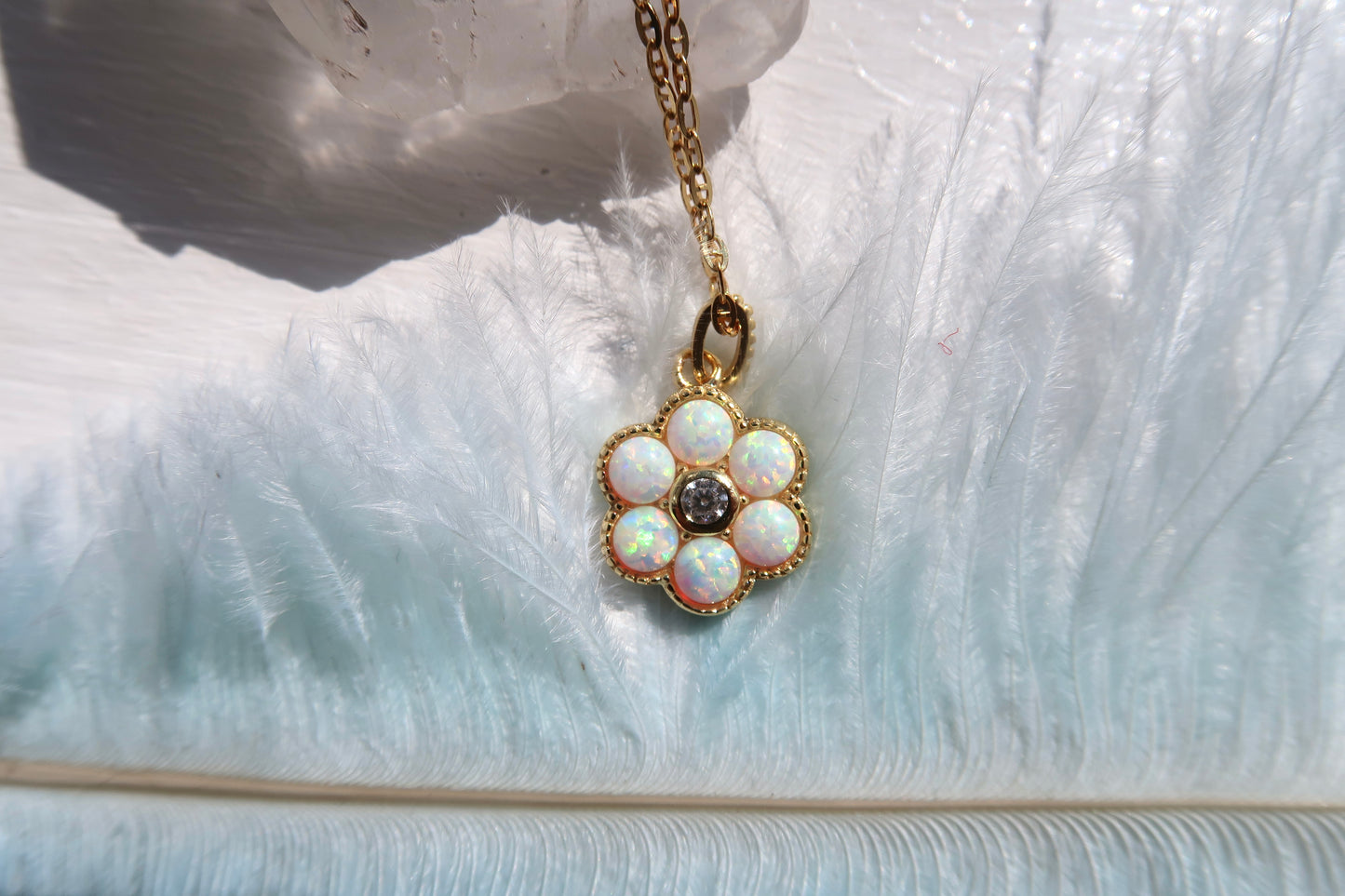 Flower Fire Opal Necklace