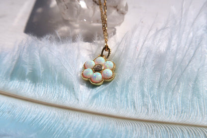 Flower Fire Opal Necklace