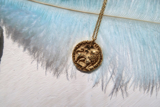 Gold Lion Coin Necklace