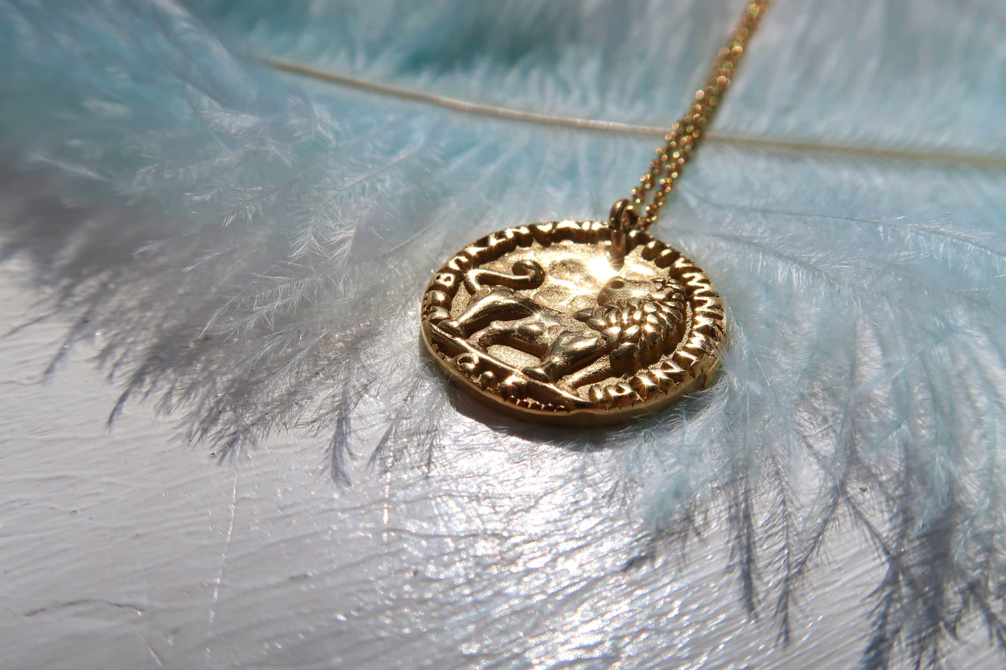 Gold Lion Coin Necklace