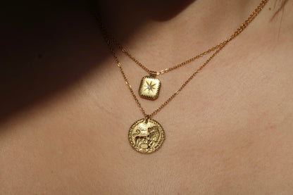 Gold Lion Coin Necklace