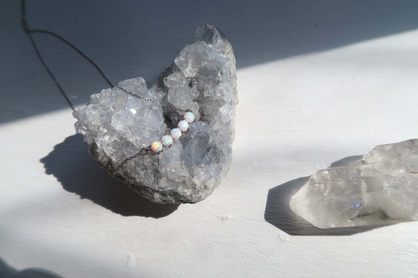 Five Tiny Opal Ball Necklace