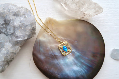 Cat Eye Blue Opal Necklace