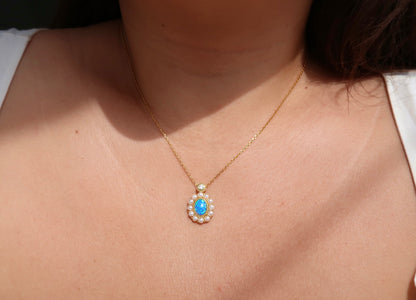 Blue Opal Pearl Necklace