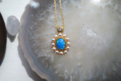 Blue Opal Pearl Necklace