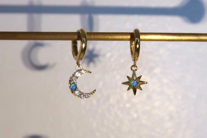 Celestial And North Star Hoop Earrings