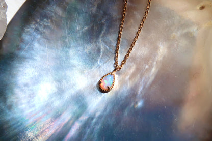 Rose Gold Fire Opal Necklace