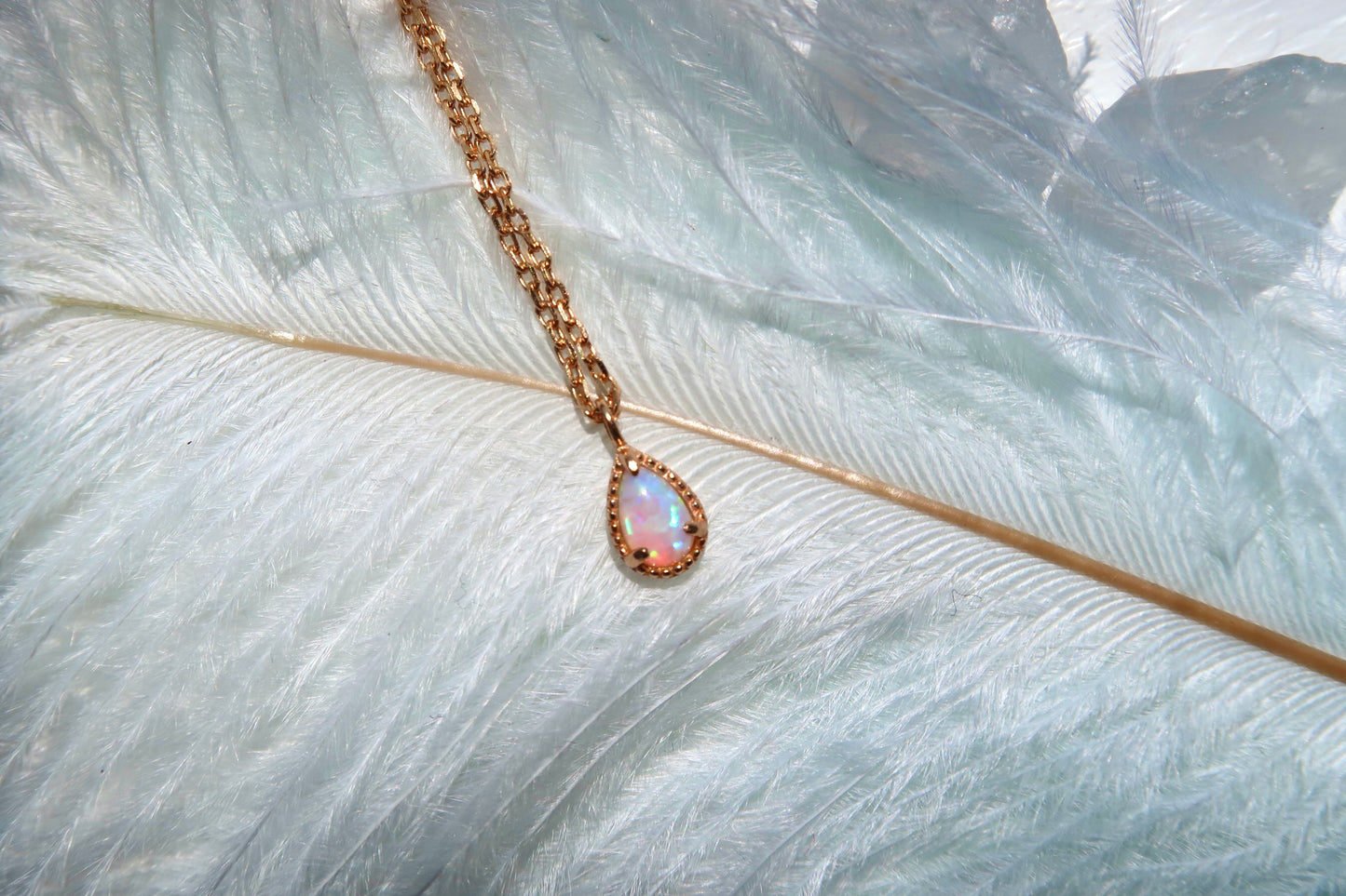 Rose Gold Fire Opal Necklace