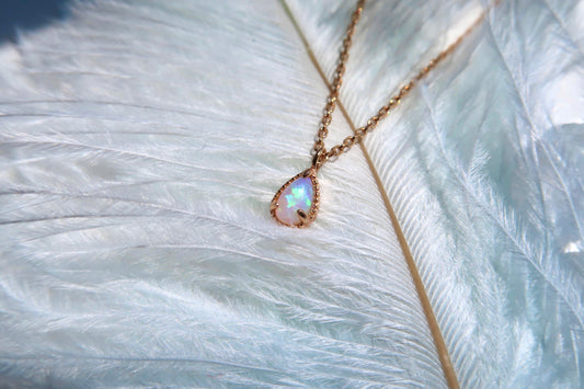Rose Gold Fire Opal Necklace