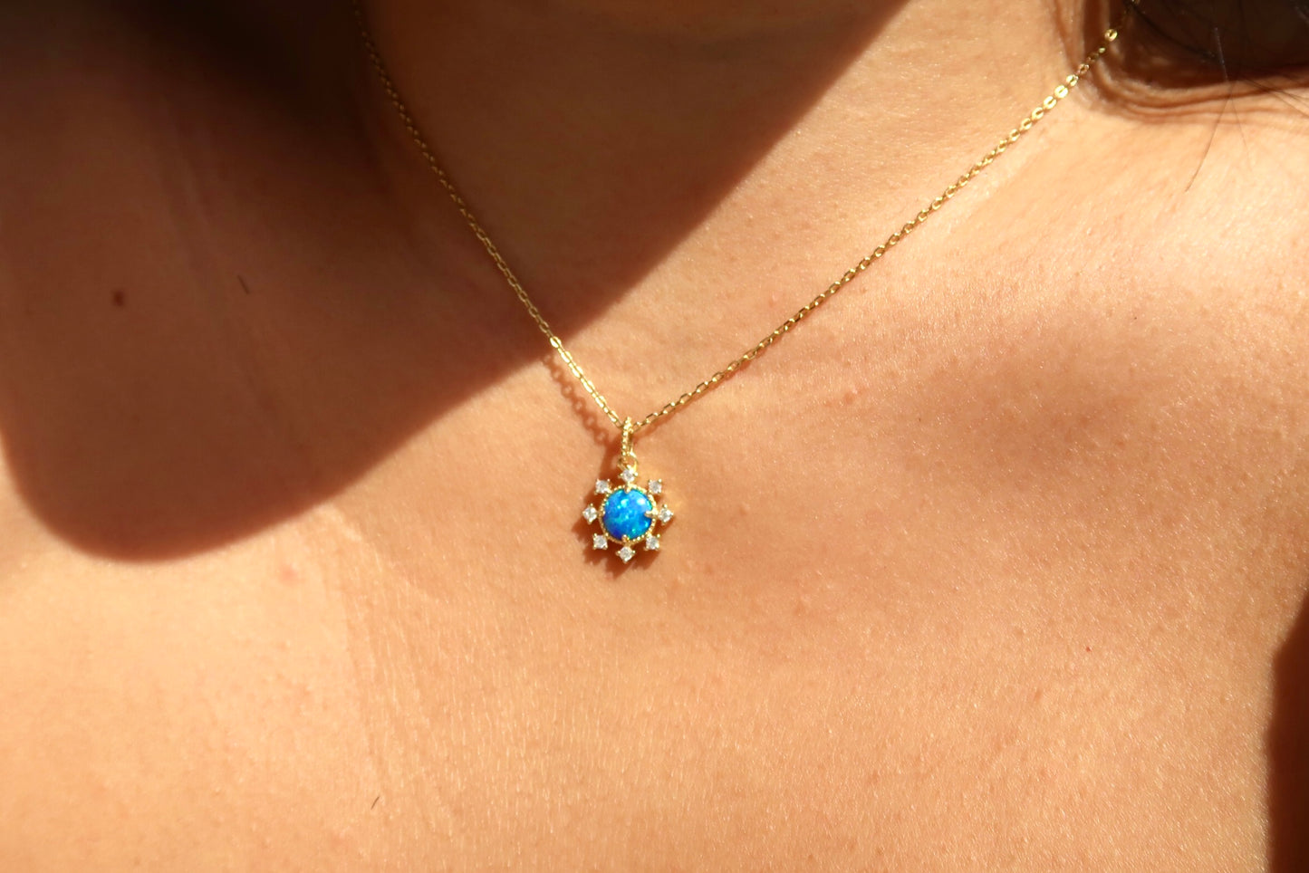 Blue Opal Sun Necklace