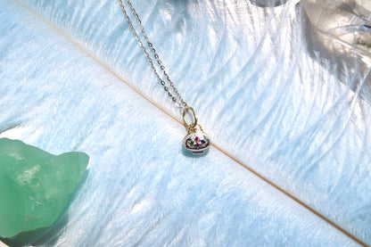 Little Silver Bag Necklace With Natural Gem