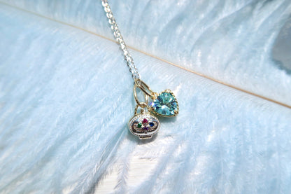 Little Silver Bag Necklace With Natural Gem