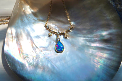 Drop-Shaped Blue Opal necklace