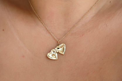 Gold Heart Locket Necklace