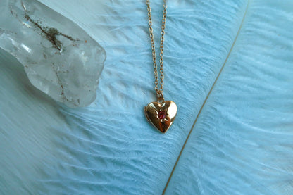 Gold Heart Locket Necklace