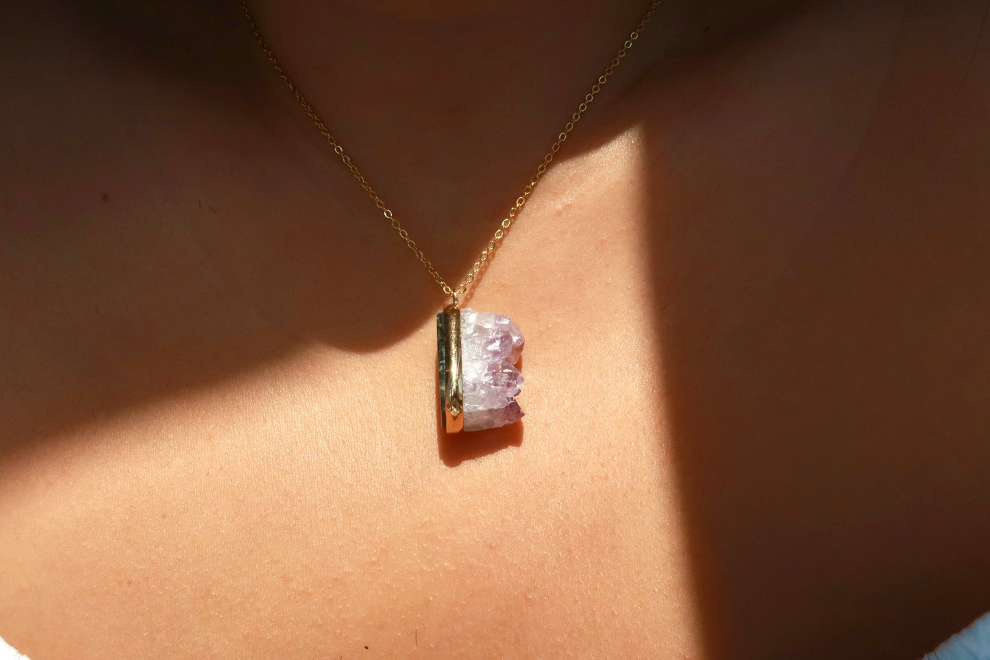 Raw Amethyst pendant necklace