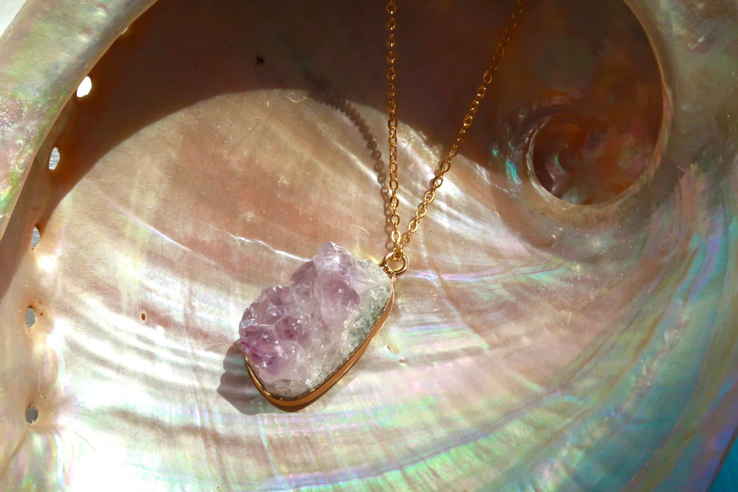 Raw Amethyst pendant necklace