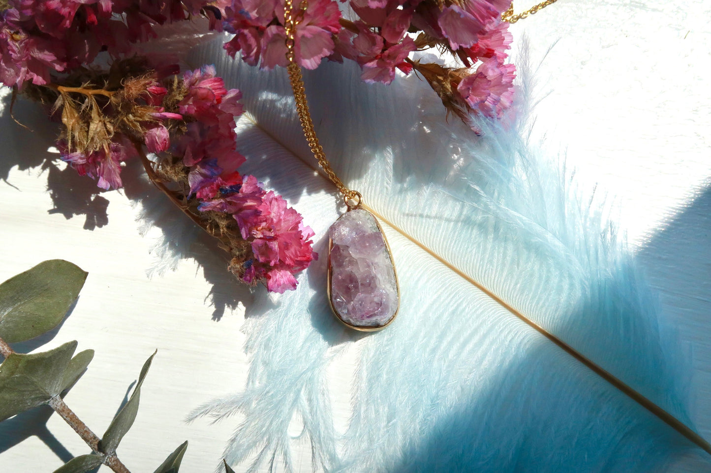 Raw Amethyst pendant necklace