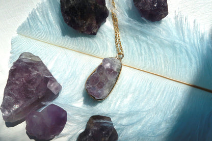 Raw Amethyst pendant necklace