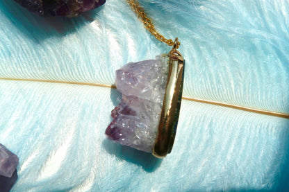 Raw Amethyst pendant necklace