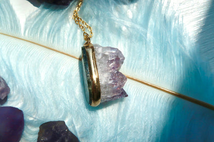 Raw Amethyst pendant necklace