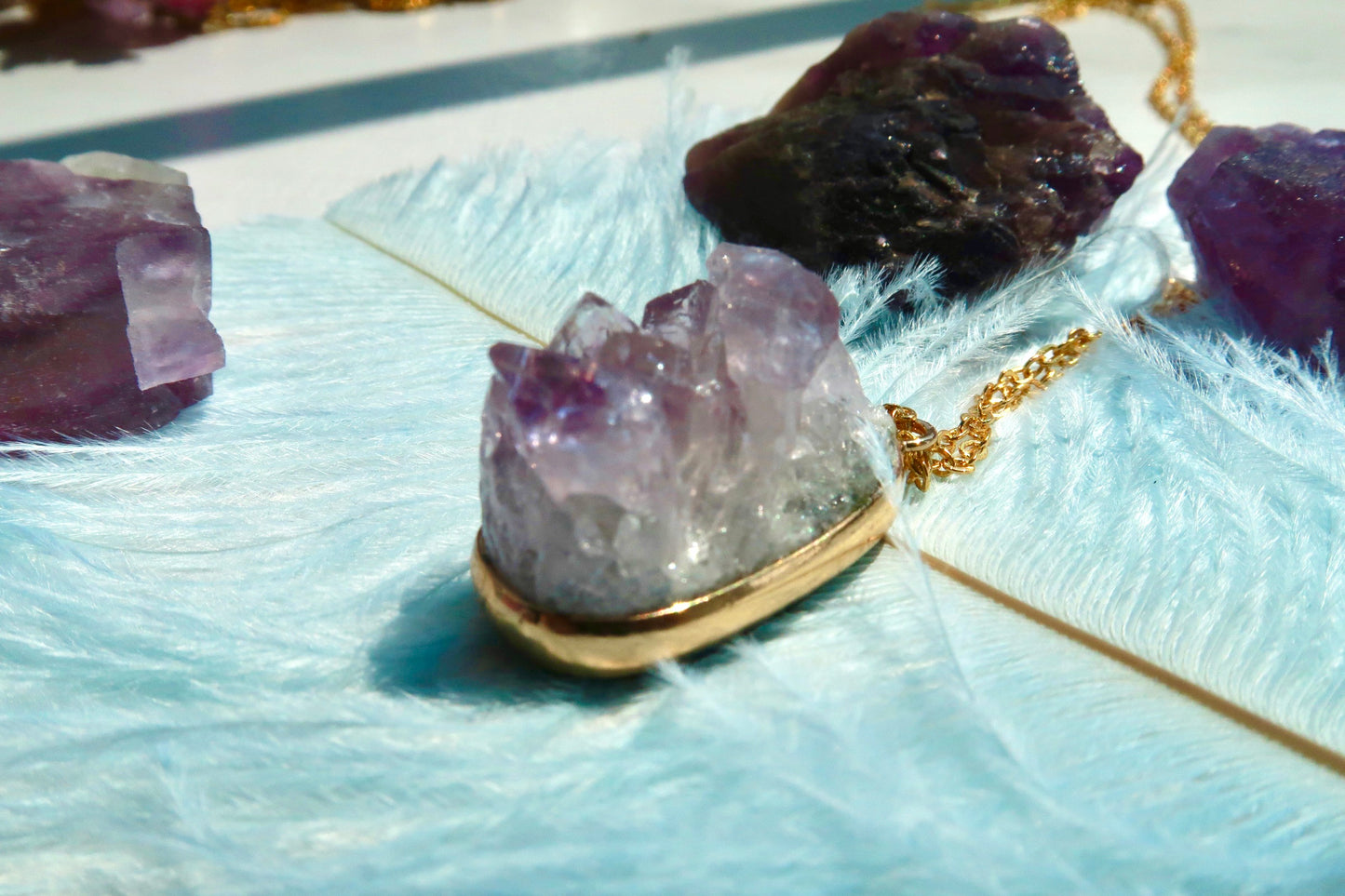 Raw Amethyst pendant necklace