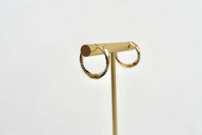 Gold Hoop-Style Colorful Gem Earring