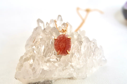 Natural Strawberry Crystal Necklace