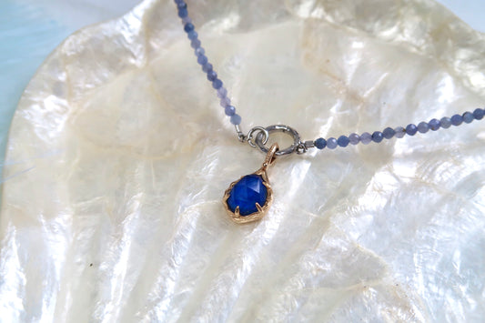 Natural Sapphire Necklace With Natural Tanzanite Chain