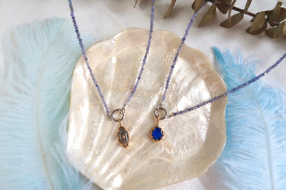 Natural Sapphire Necklace With Natural Tanzanite Chain