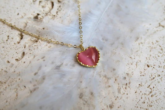 Natural Pink Cats Eye Necklace