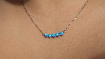 Five Tiny Opal Ball Necklace