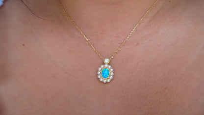 Blue Opal Pearl Necklace