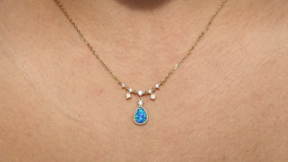 Drop-Shaped Blue Opal necklace