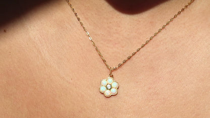 Flower Fire Opal Necklace