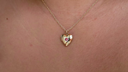 Gold Heart Locket Necklace